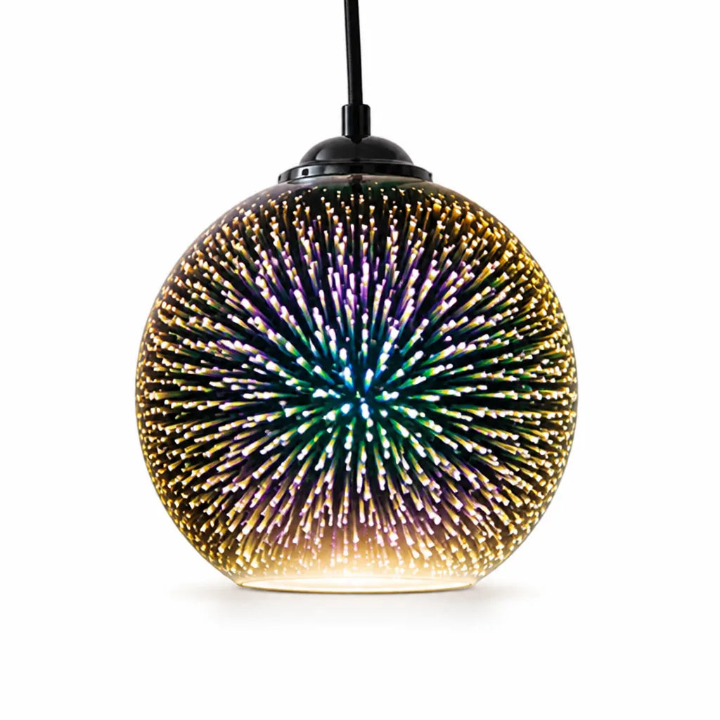 3D Fireworks Glass & Metal Pendant Light – front view