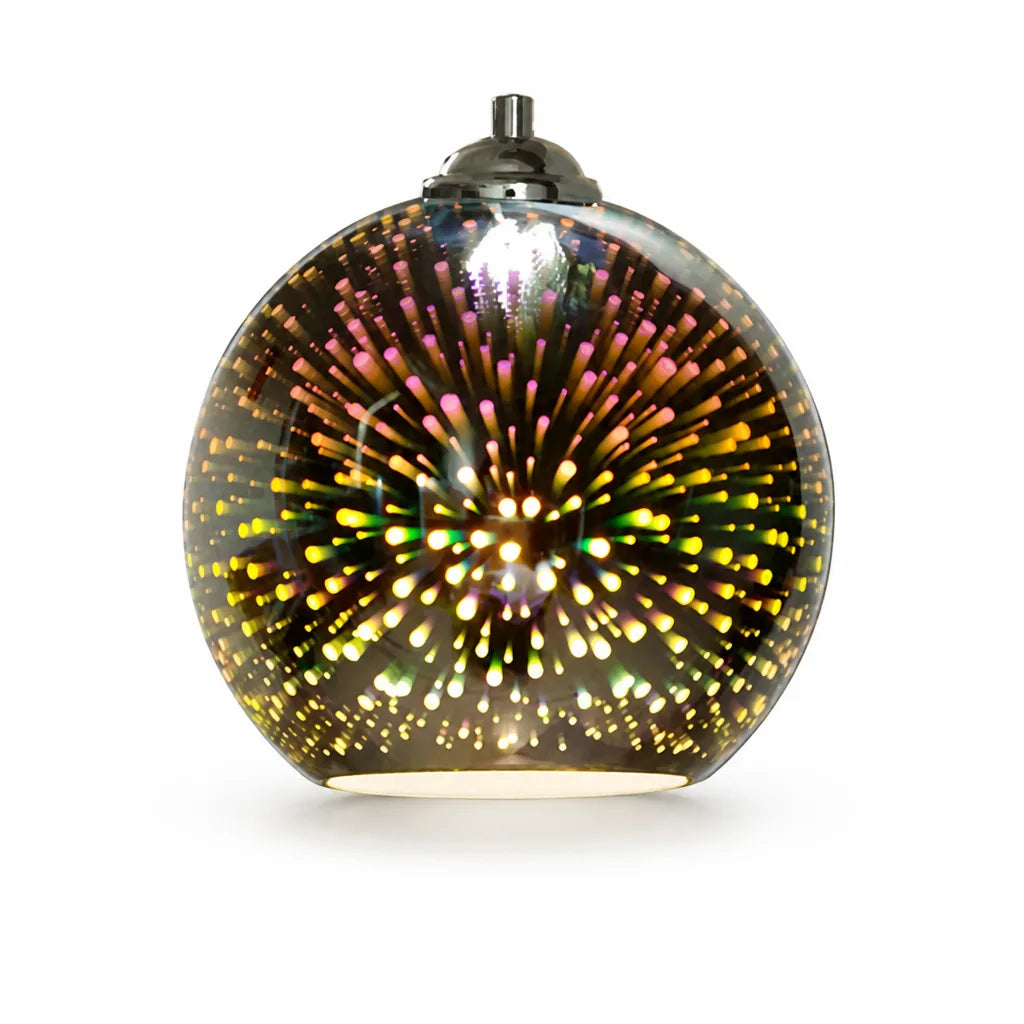 3D Fireworks Glass & Metal Pendant Light – close-up view