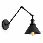 Adjustable Double Swivel Arms Matte Black Wall Lamp – front view