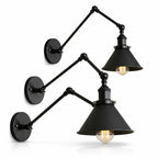 Adjustable Double Swivel Arms Matte Black Wall Lamp – detail view