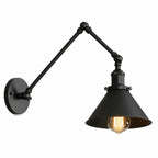 Adjustable Double Swivel Arms Matte Black Wall Lamp – close-up view