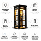 Battery-Operated Retro Telephone Booth Table Lamp – side view