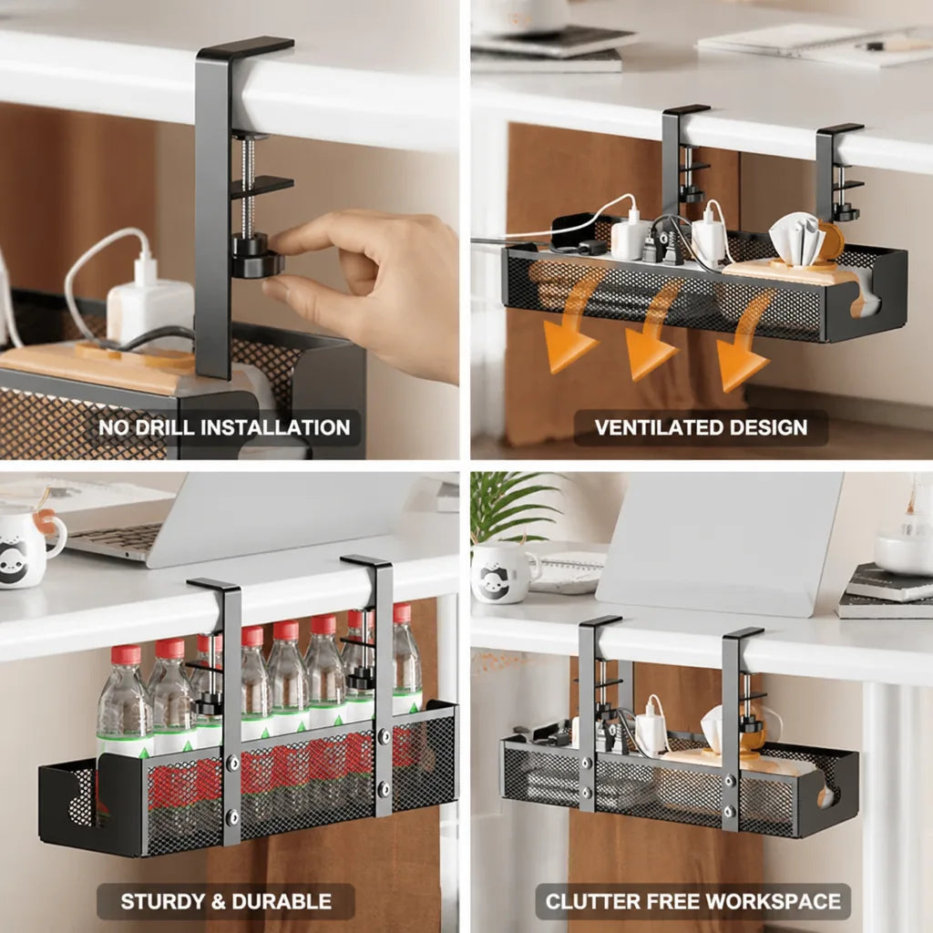 Clamp-On Ventilated Steel Cable Basket – close-up view