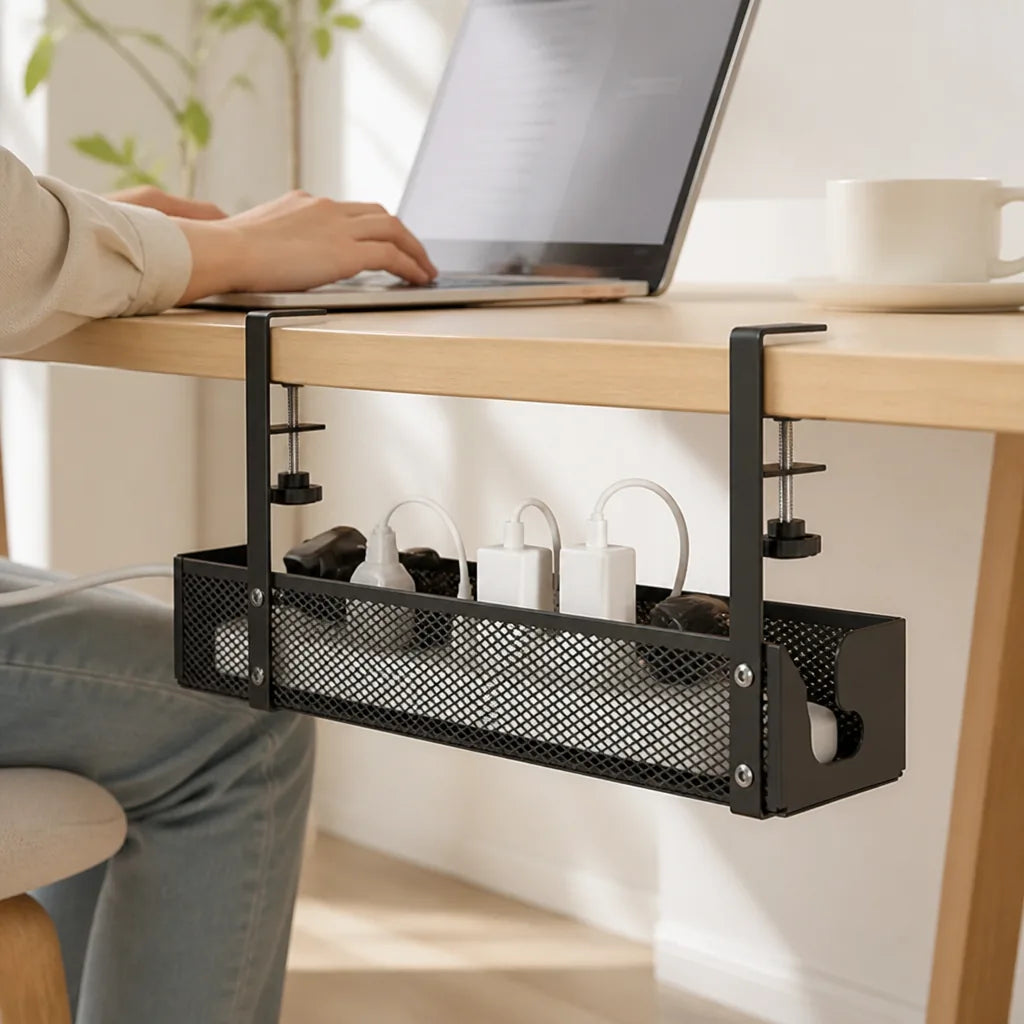 Clamp-On Ventilated Steel Cable Basket – in use