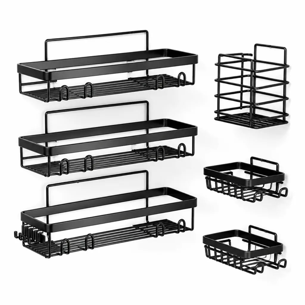 Drill-Free Self-Adhesive Rust-Resistant Shower Shelf Set (5 Shelves) – front view