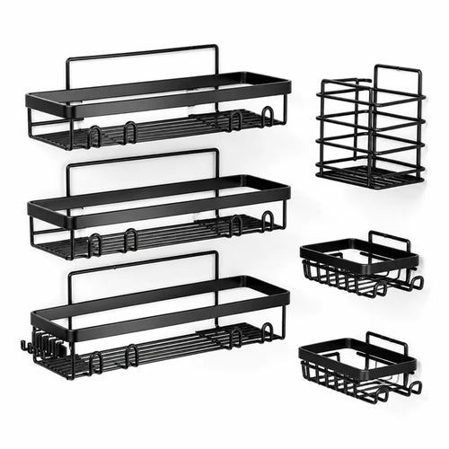 Drill-Free Self-Adhesive Rust-Resistant Shower Shelf Set (5 Shelves) – front view
