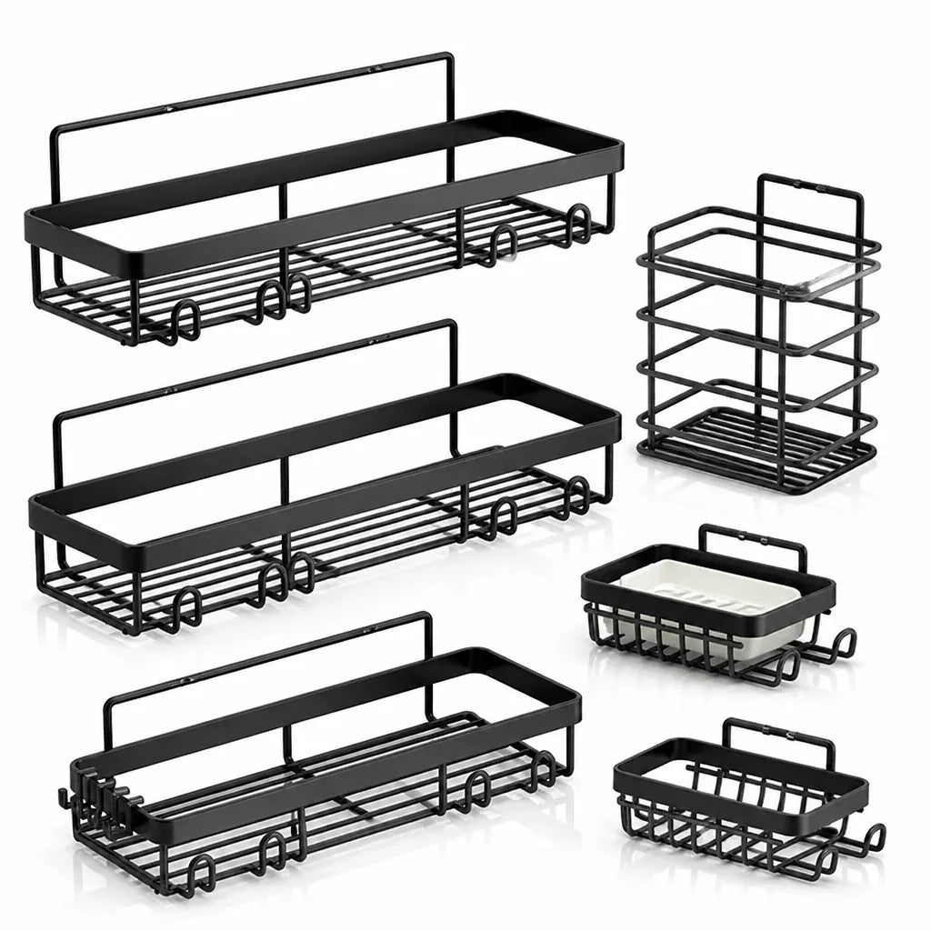Drill-Free Self-Adhesive Rust-Resistant Shower Shelf Set (5 Shelves) – detail view
