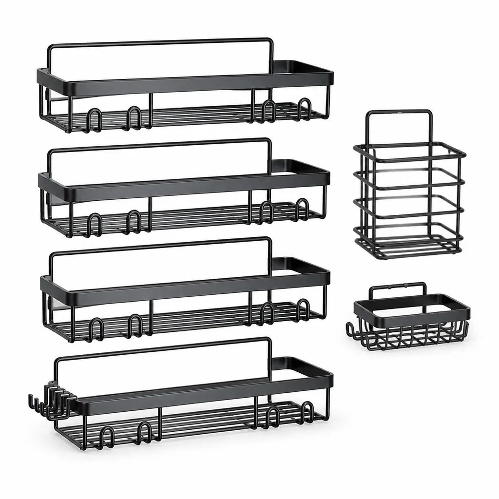 Drill-Free Self-Adhesive Rust-Resistant Shower Shelf Set (5 Shelves) – lifestyle view