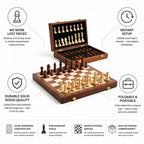 Foldable Solid Wood Chess Set (Built-In Storage) – side view
