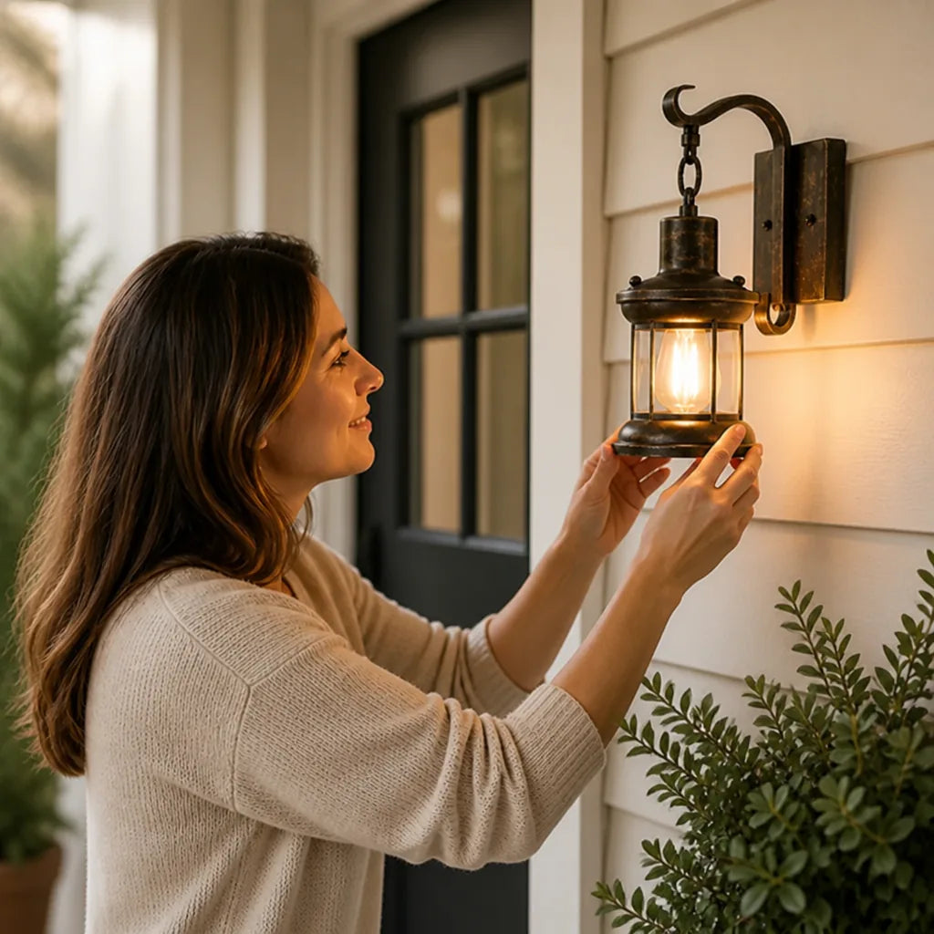Industrial Vintage Hardwired Wall Light – in use