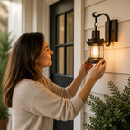 Industrial Vintage Hardwired Wall Light – in use