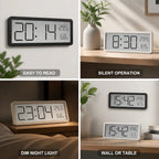 Large LCD Temperature & Humidity Alarm Clock – close-up view