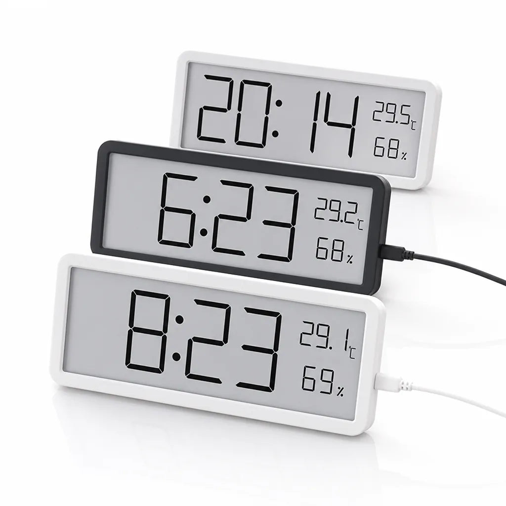 Large LCD Temperature & Humidity Alarm Clock – detail view