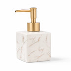 Marble-Look Ceramic Soap Dispenser (Matte Gold Pump) – front view