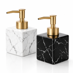 Marble-Look Ceramic Soap Dispenser (Matte Gold Pump) – detail view