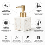 Marble-Look Ceramic Soap Dispenser (Matte Gold Pump) – side view