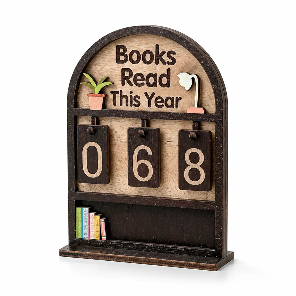 Natural Wood Adjustable Number Reading Counter (Wall-Mountable) – front view