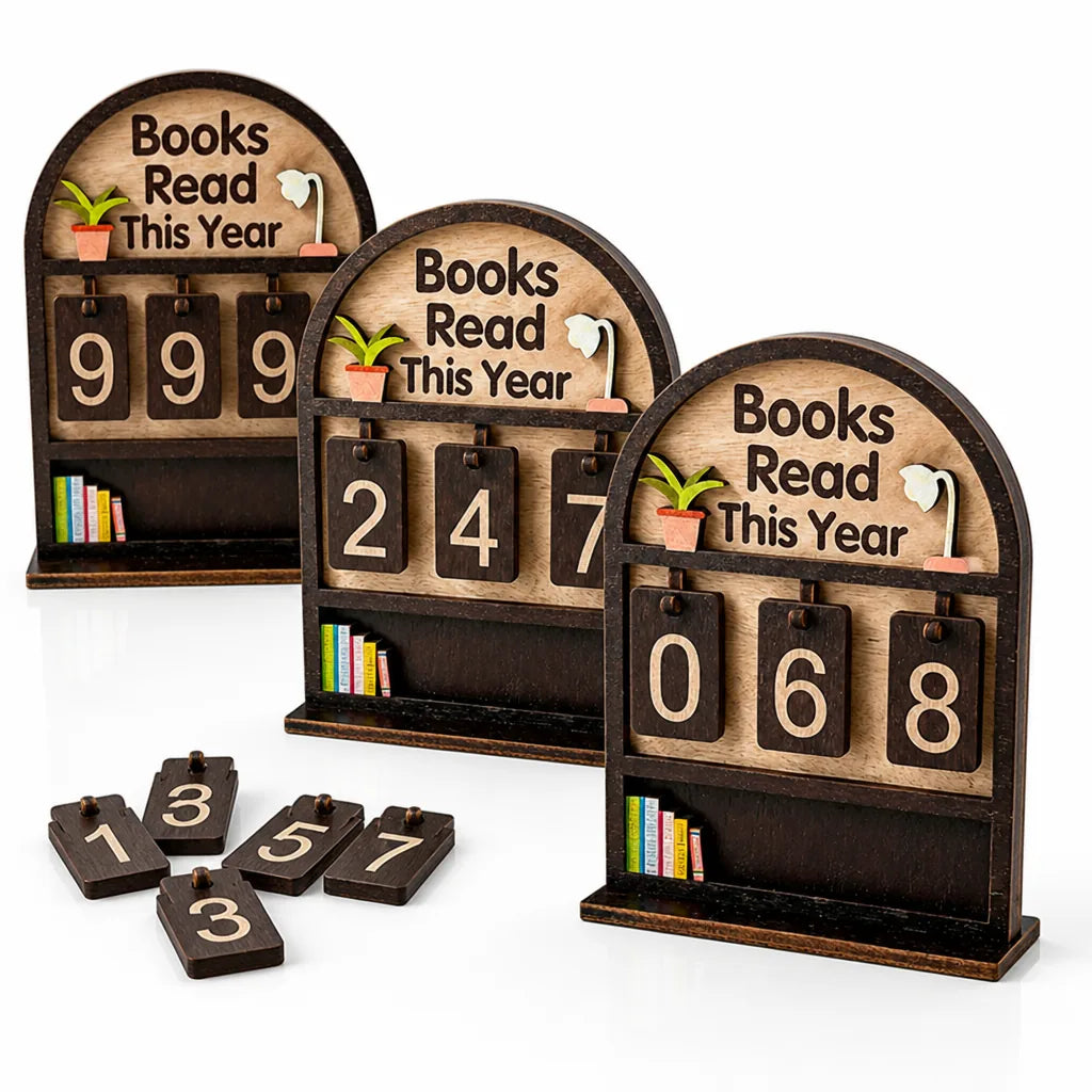 Natural Wood Adjustable Number Reading Counter (Wall-Mountable) – detail view