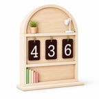 Natural Wood Adjustable Number Reading Counter (Wall-Mountable) – front view