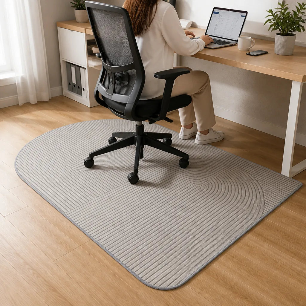 Non-Slip Polyester Office Chair Floor Mat – in use
