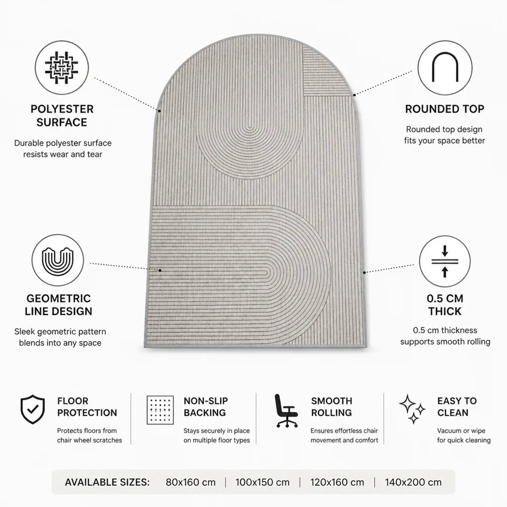 Non-Slip Polyester Office Chair Floor Mat – side view