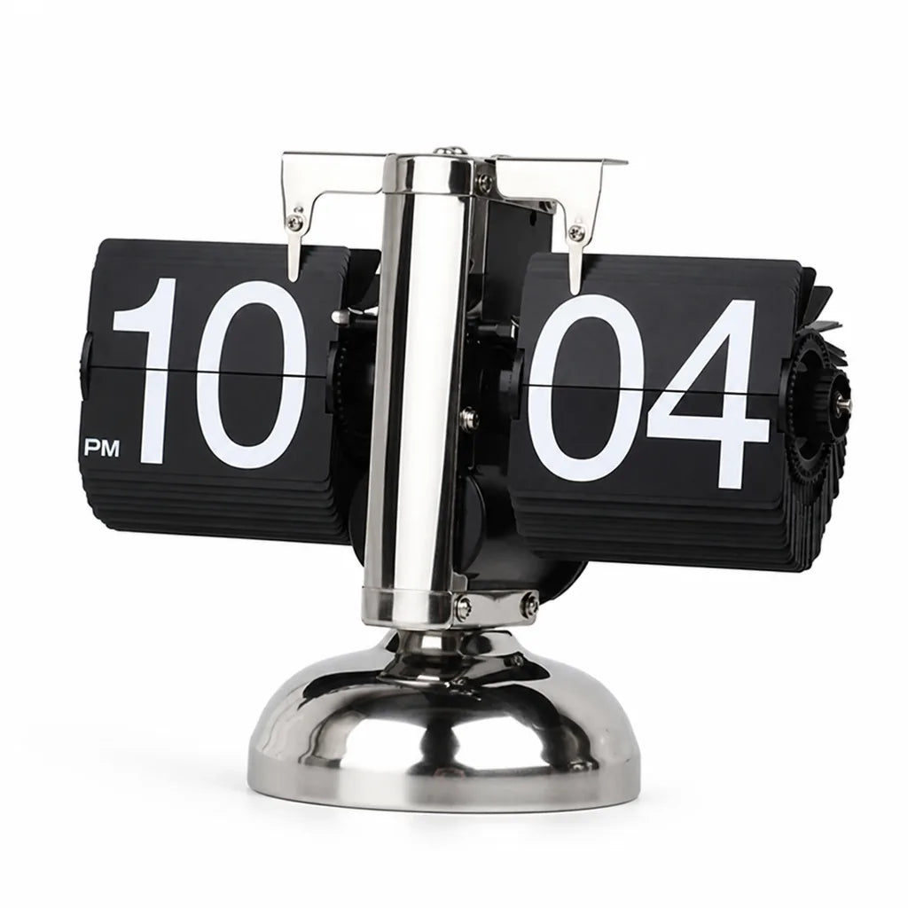 Retro Silent Quartz & Metal Frame Flip Clock – front view