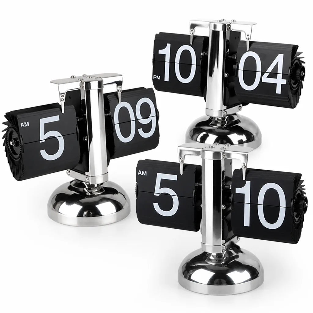 Retro Silent Quartz & Metal Frame Flip Clock – detail view