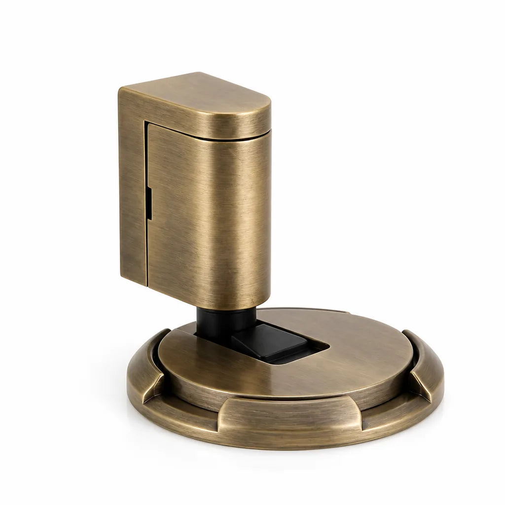 Self-Locking Solid Brass Door Stopper – front view