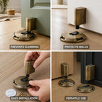 Self-Locking Solid Brass Door Stopper – close-up view