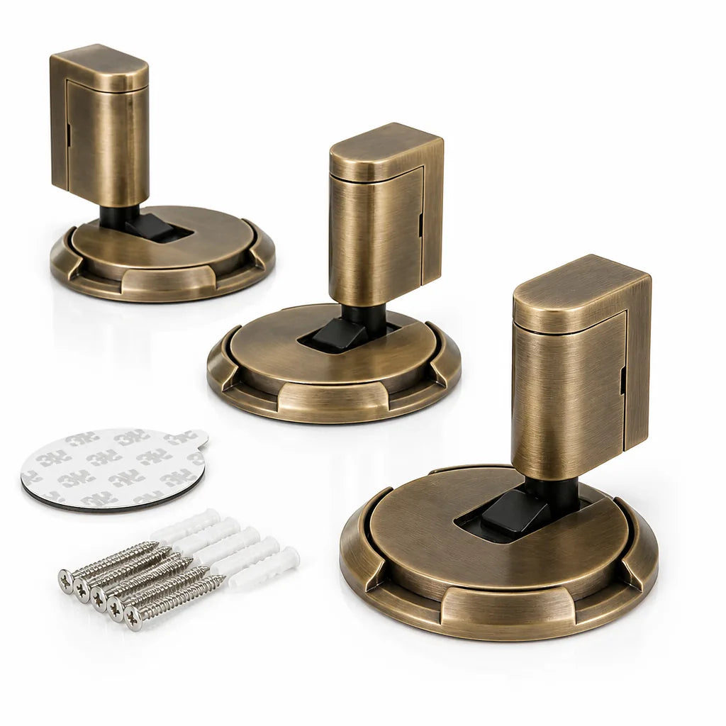Self-Locking Solid Brass Door Stopper – detail view