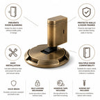 Self-Locking Solid Brass Door Stopper – side view