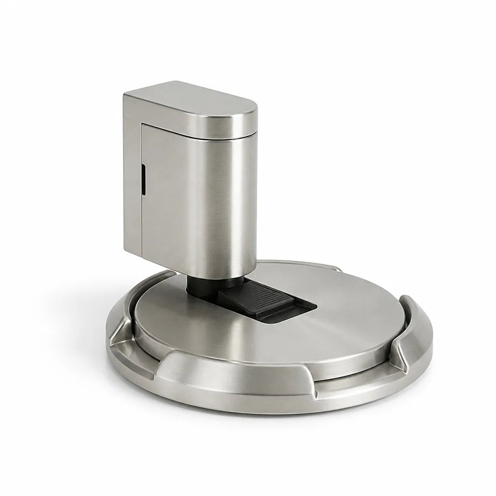 Self-Locking Solid Brass Door Stopper – close-up view