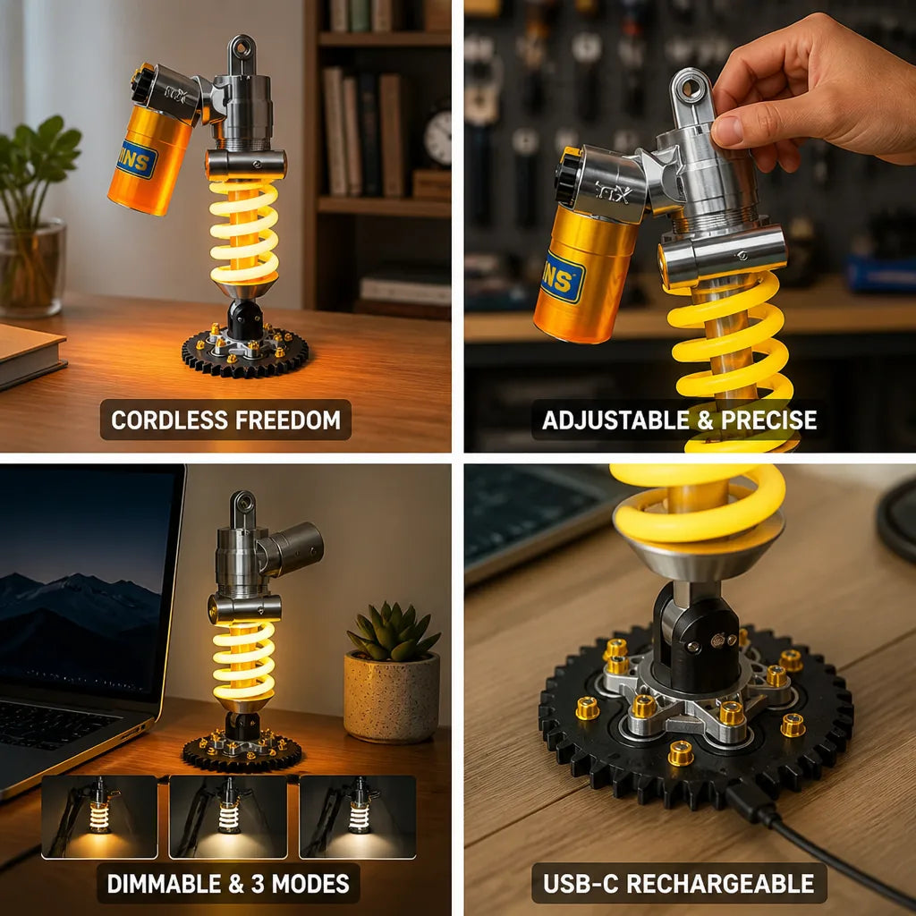Shock-Absorber Adjustable USB-C Desk Lamp – close-up view