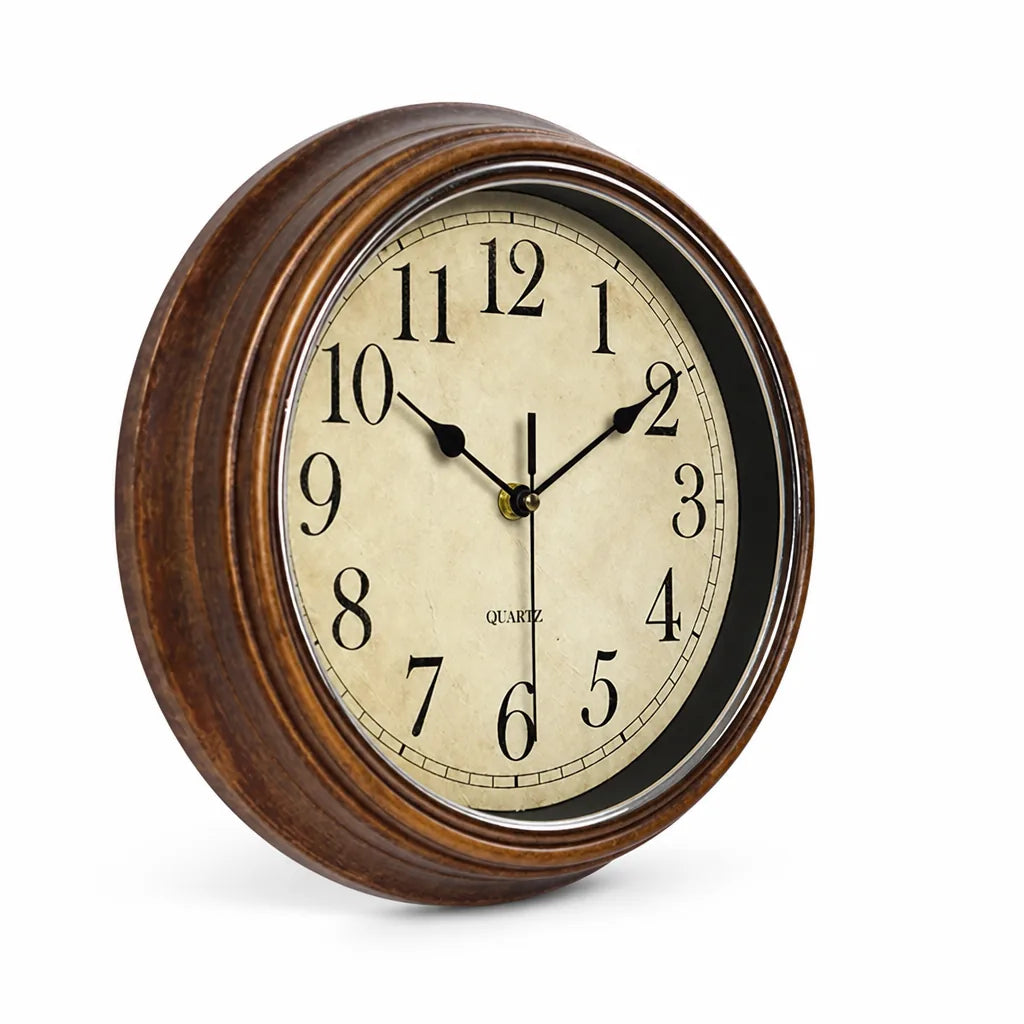 Silent Movement Wooden Wall Clock (30 cm) – front view