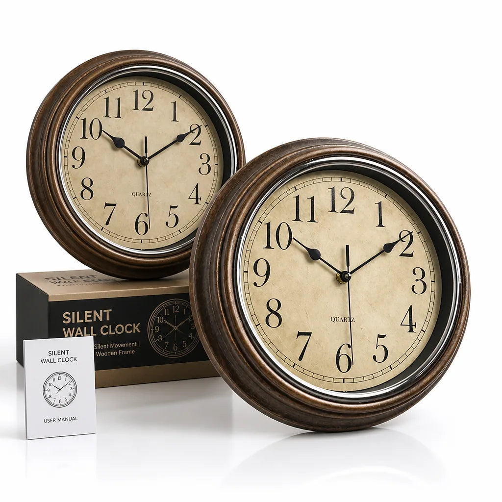 Silent Movement Wooden Wall Clock (30 cm) – detail view