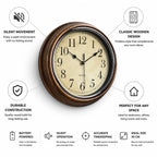 Silent Movement Wooden Wall Clock (30 cm) – side view