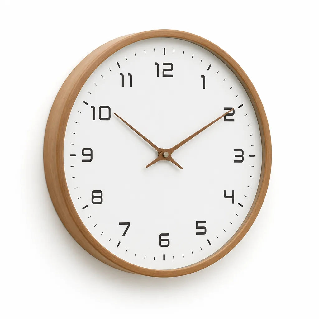 Silent Sweep Solid Wood Wall Clock (25x25 & 30x30 cm) – front view