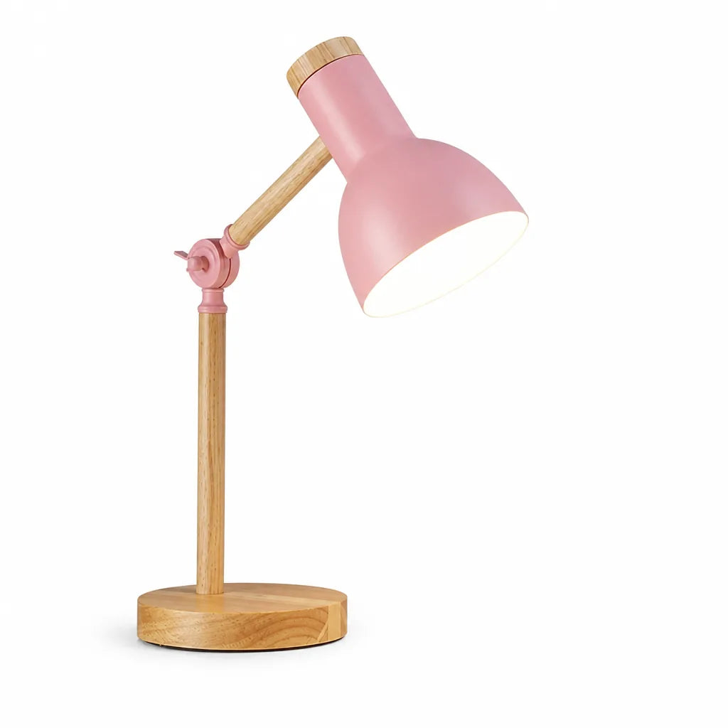 Solid Wood Base & Adjustable Head Desk Lamp (Bulb Included) – detail view