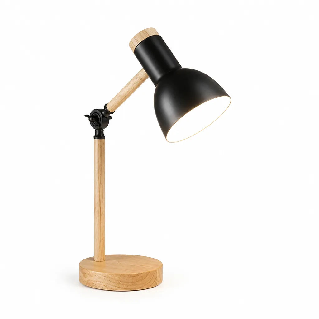 Solid Wood Base & Adjustable Head Desk Lamp (Bulb Included) – lifestyle view