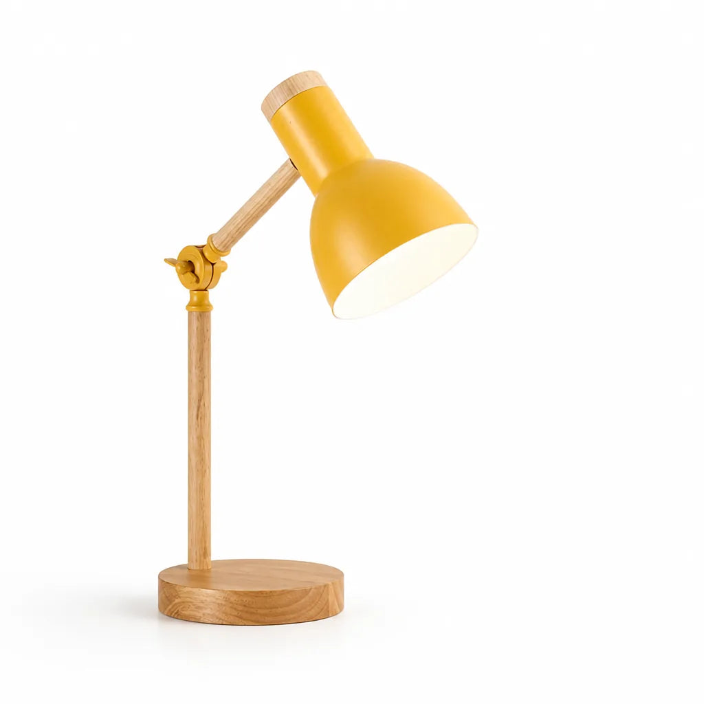 Solid Wood Base & Adjustable Head Desk Lamp (Bulb Included) – in use