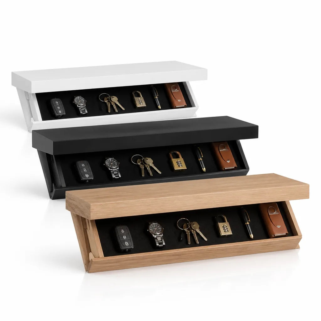 Solid Wood Hidden Compartment Wall Shelf – detail view