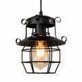 Vintage Industrial Open Metal Cage Pendant Light (Adjustable Cable) – front view