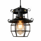 Vintage Industrial Open Metal Cage Pendant Light (Adjustable Cable) – front view