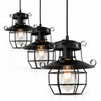 Vintage Industrial Open Metal Cage Pendant Light (Adjustable Cable) – detail view