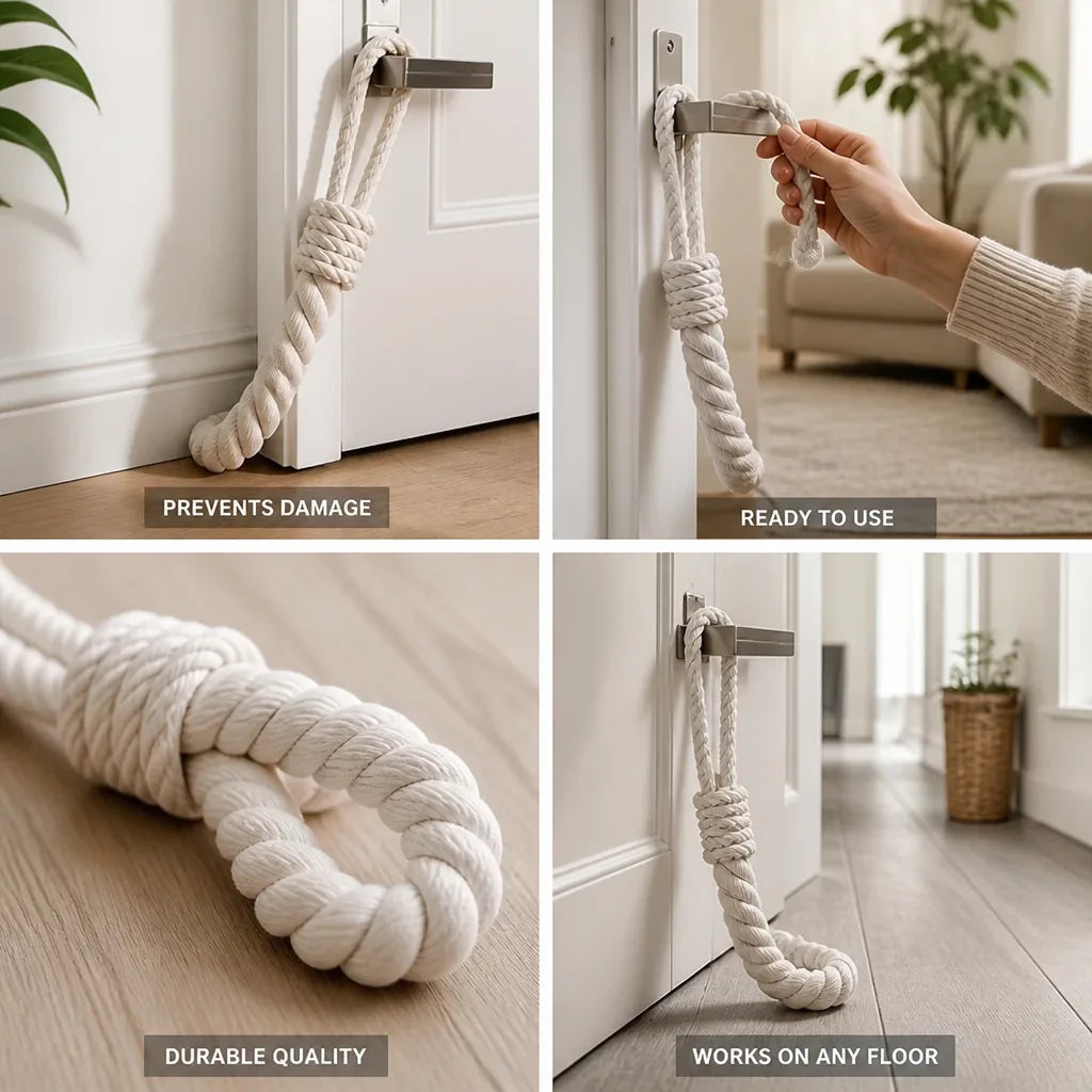 Weighted Braided Cotton-Blend Door Stopper (Set of 2) – close-up view