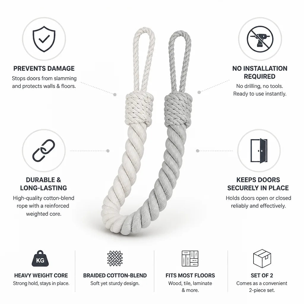 Weighted Braided Cotton-Blend Door Stopper (Set of 2) – detail view